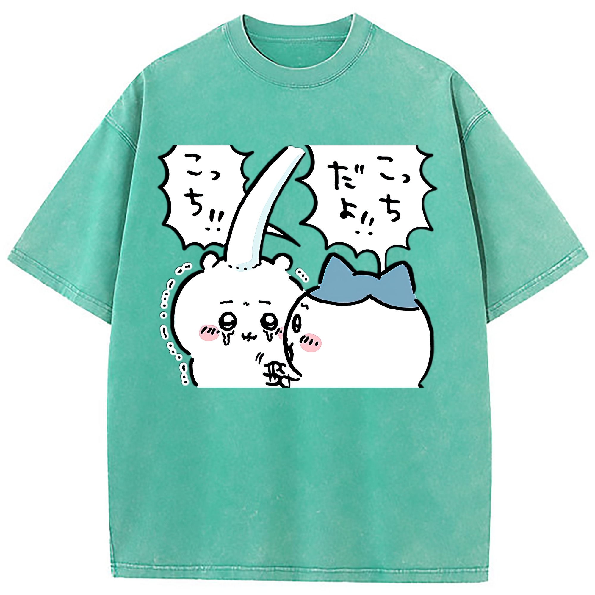 （画像用） ちいかわ ハチワレ Chii-kawa hachiware 綿100% ヴィンテージ風 半袖Tシャツ（フロントプリント）